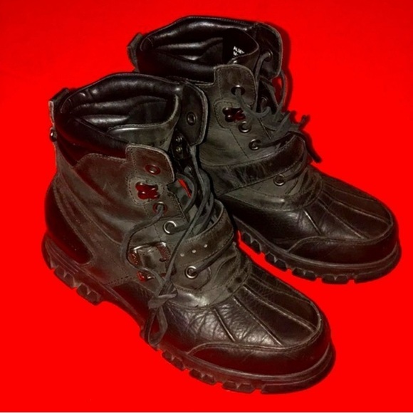 Men's Black Lace-Up Rugged Outdoor Boots